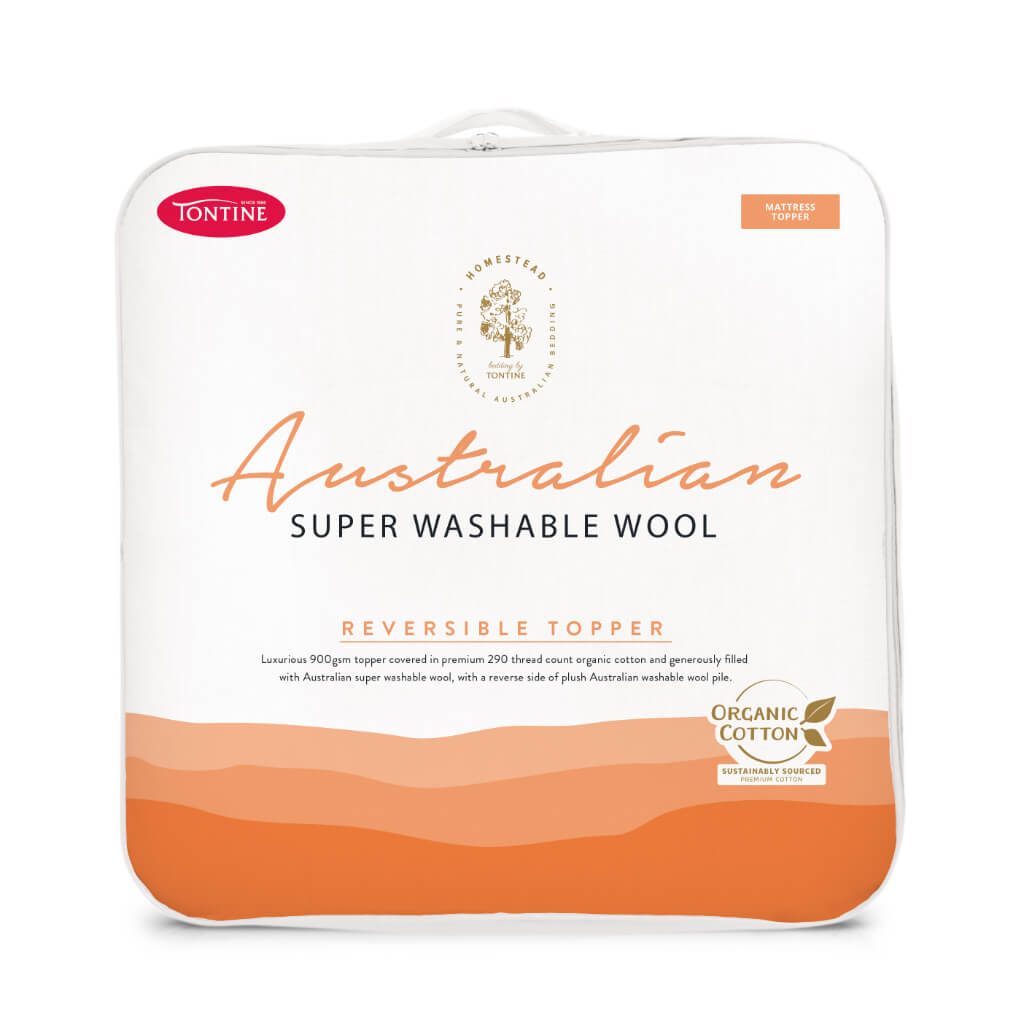 Homestead Australian Super Washable Wool Reversible Mattress Topper