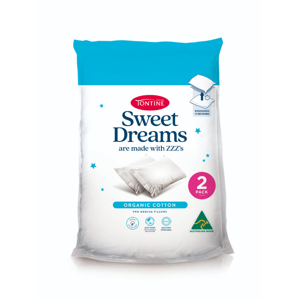 Sweet Dreams Organic Cotton 2 Pack Pillow - Medium