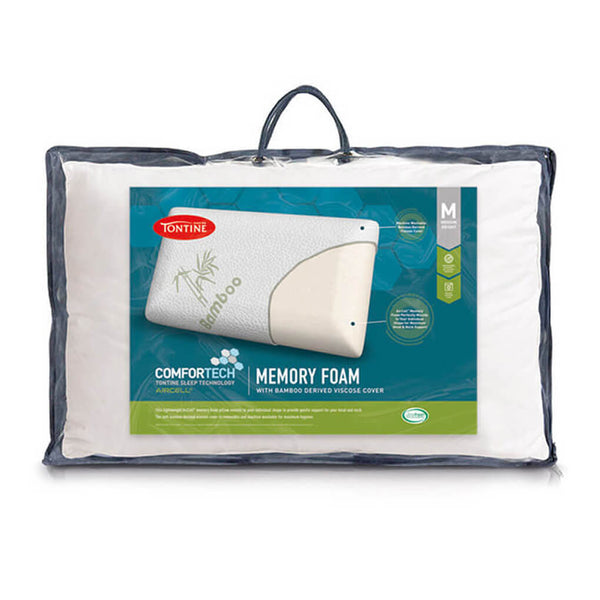 Comfortech Memory Foam Pillow with Bamboo Cover - Medium Height & Firm ...